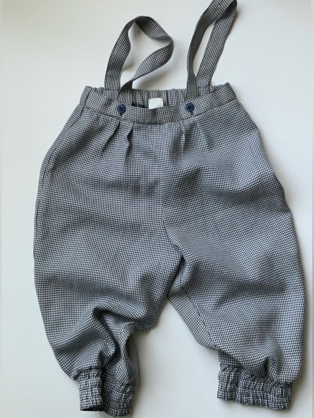 Vintage 80s Children's Navy/White Suspender Pants